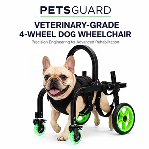 Adjustable 4-Wheel Dog Walking Aid LED Wheel Paralyzed Arthritis Rehabilitation Cart