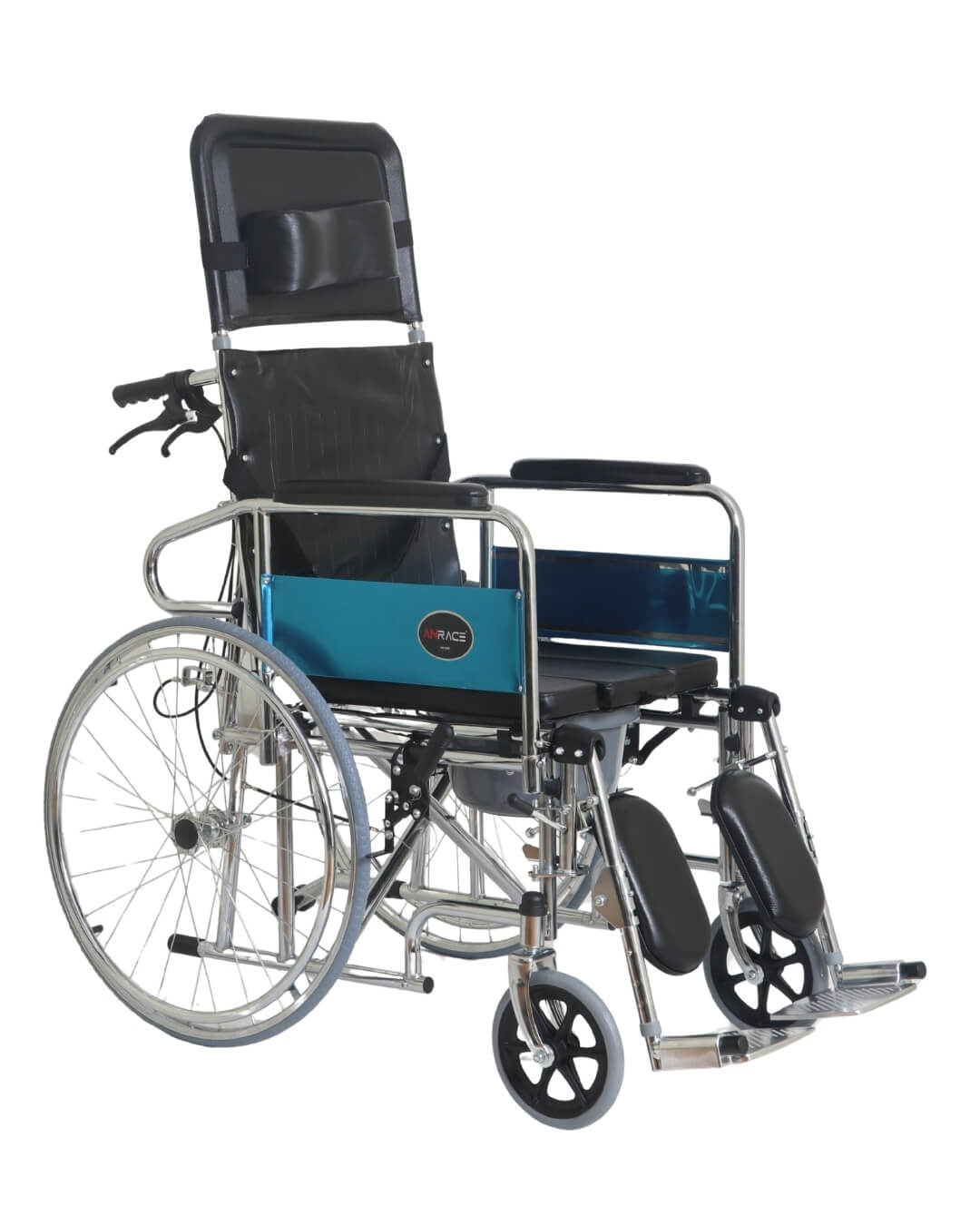 AN608GC Reclining Commode Wheelchair with Seat Lift System