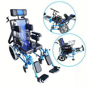 100KG Capacity PP Steel Protective Guard Manual Folding Reclining Children Wheelchair