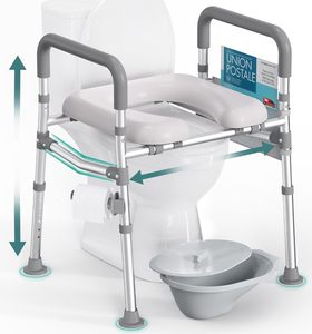 Adjustable Raised Toilet Safety Chair with Armrests