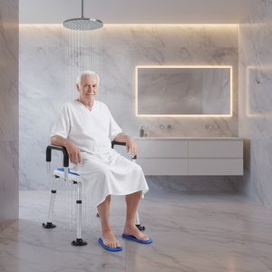 Rehabilitation Shower Commode Chair 6-Level Height Adjustable