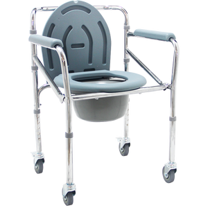 Folding Medical Patient Transfer Shower Commode Toilet Chair With Wheels