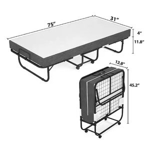 Rollaway Metal Foldable Bed With Mattress Single size