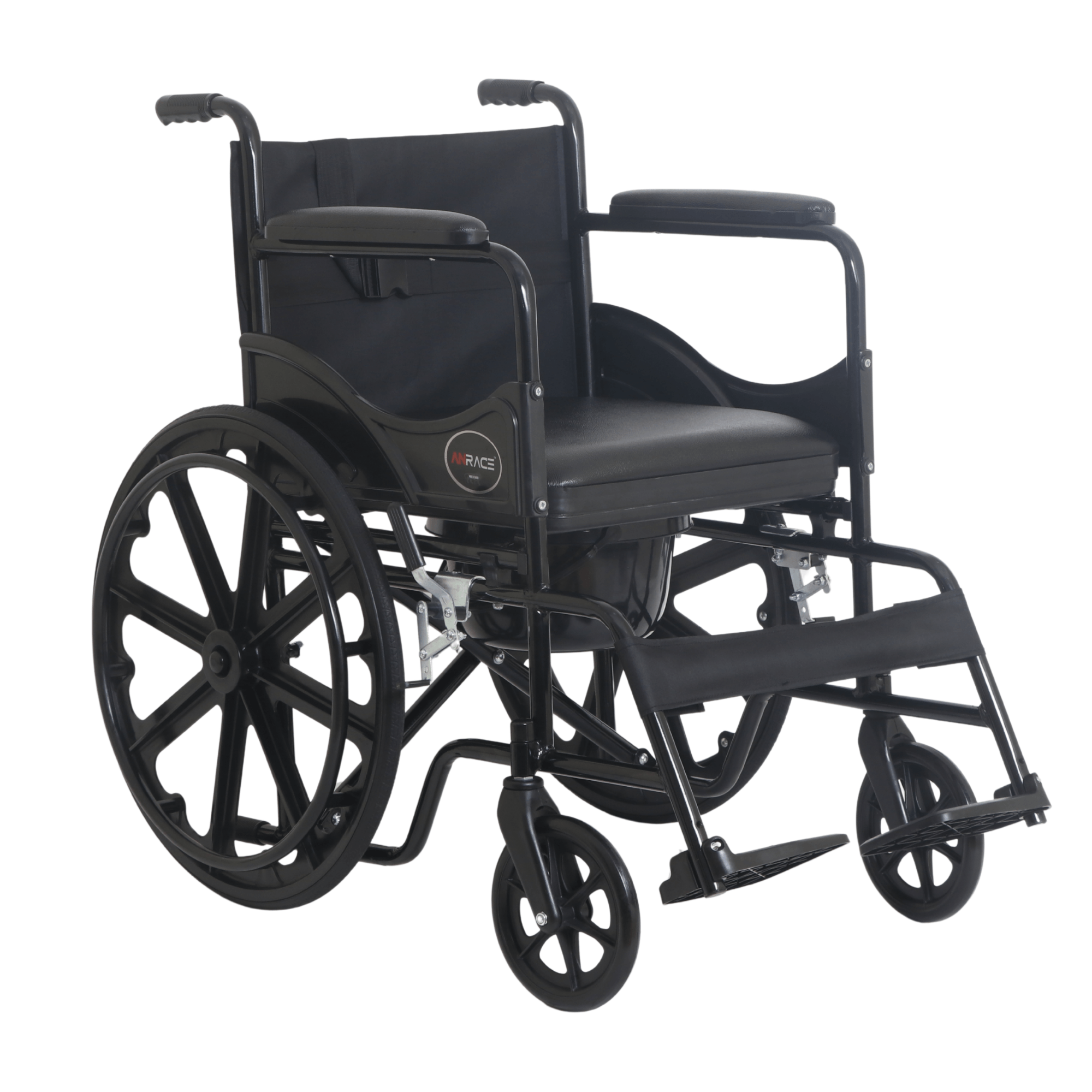 AN608 Folding Commode Wheelchair with Top Seat Cushioned Commode