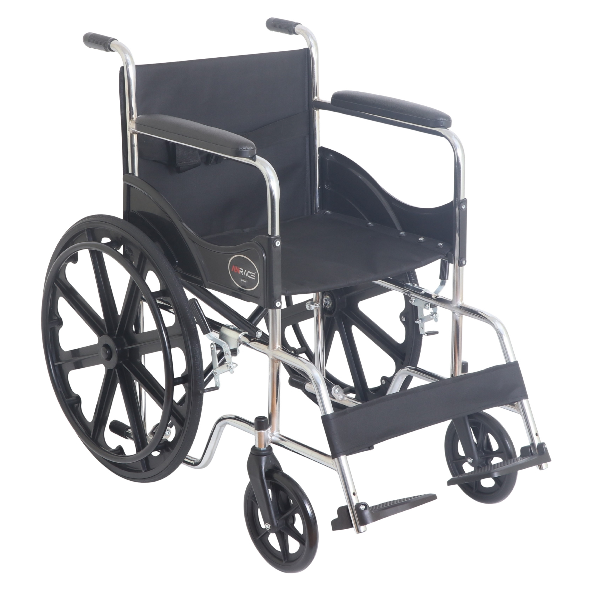 AN80CR Folding Wheelchair with Chrome-Plated Frame